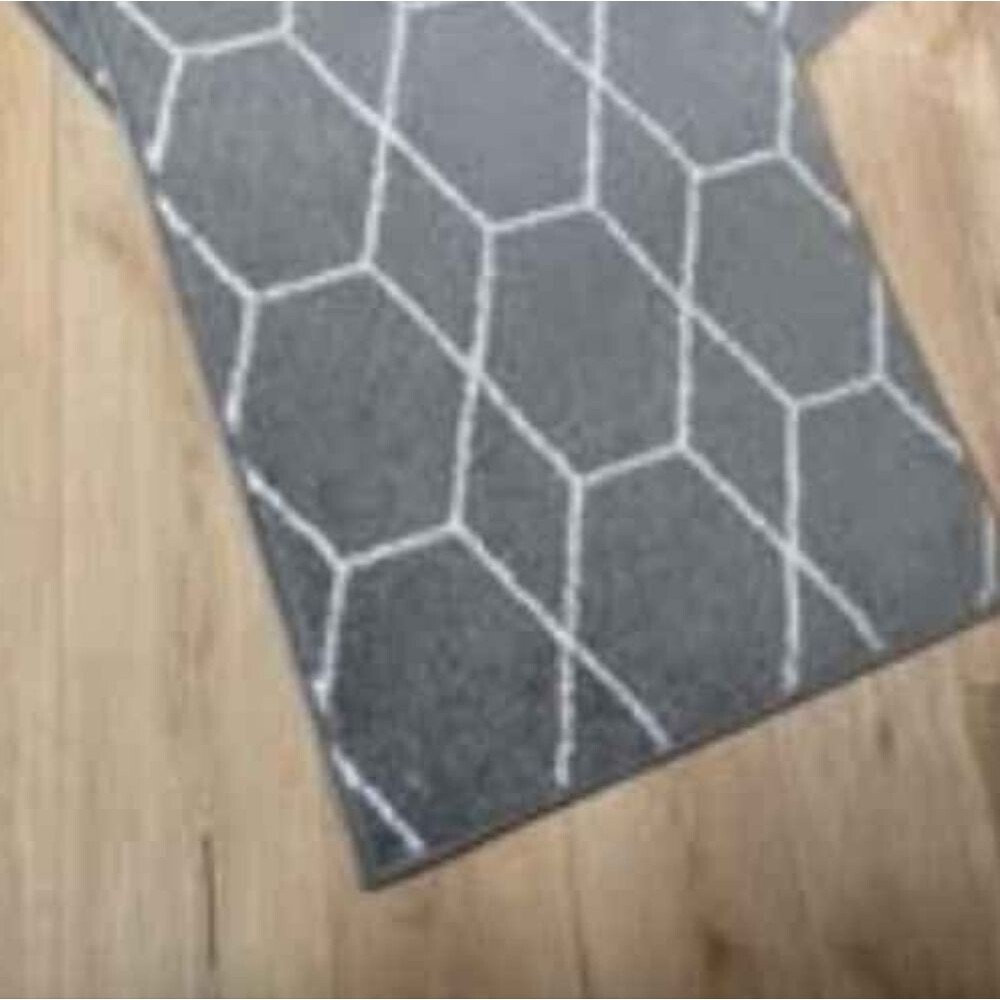 Geometric Gray Area Rug Runner Home Area House Run Long Carpet - Picture 2 of 11